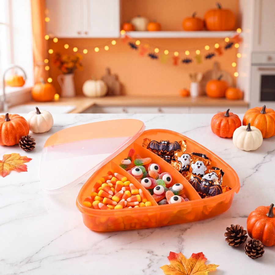 Charola botanera Cook With Color Candy Corn con botanas sobre una mesa