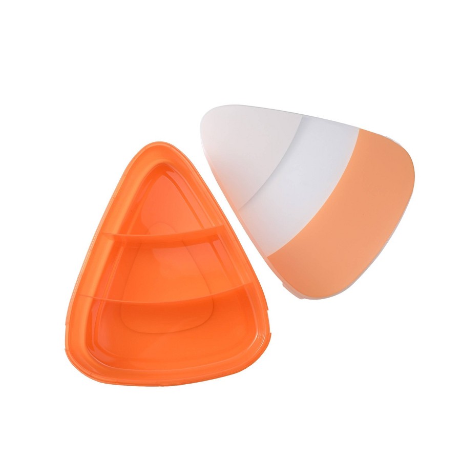 Recipiente Cook With Color Candy Corn abierto con tapa y tres compartimentos
