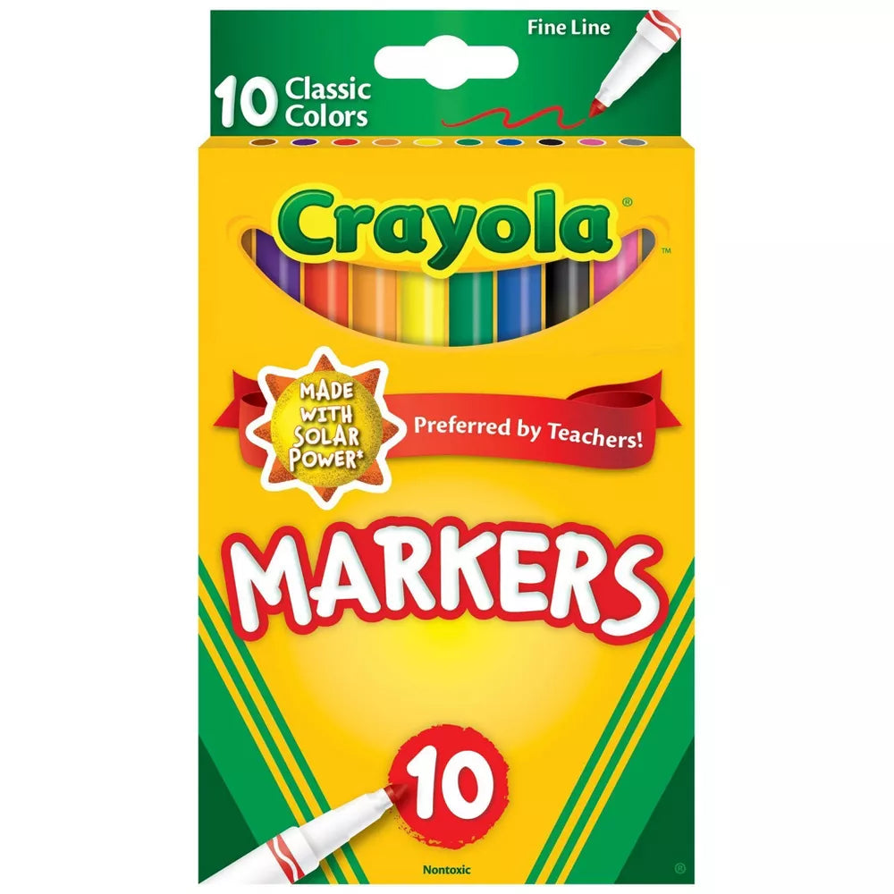Marcadores Crayola de punta fina con 10 colores clásicos
