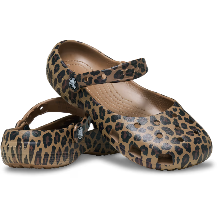 Balerinas Crocs animal print leopardo con correa trasera