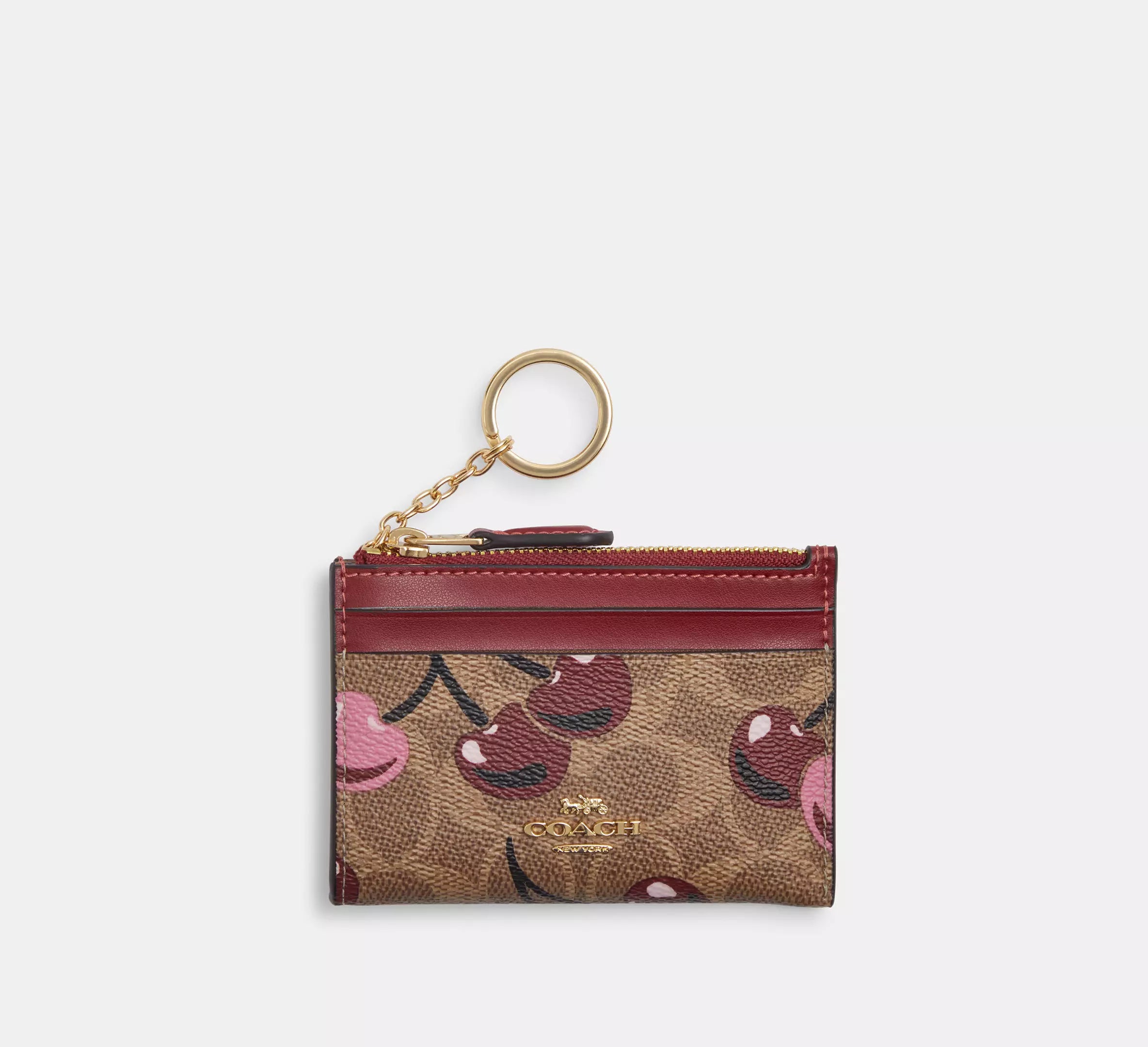 Coach Outlet - Mini Skinny Id Case In Signature Canvas With Cherry Print | Cartera para Dama