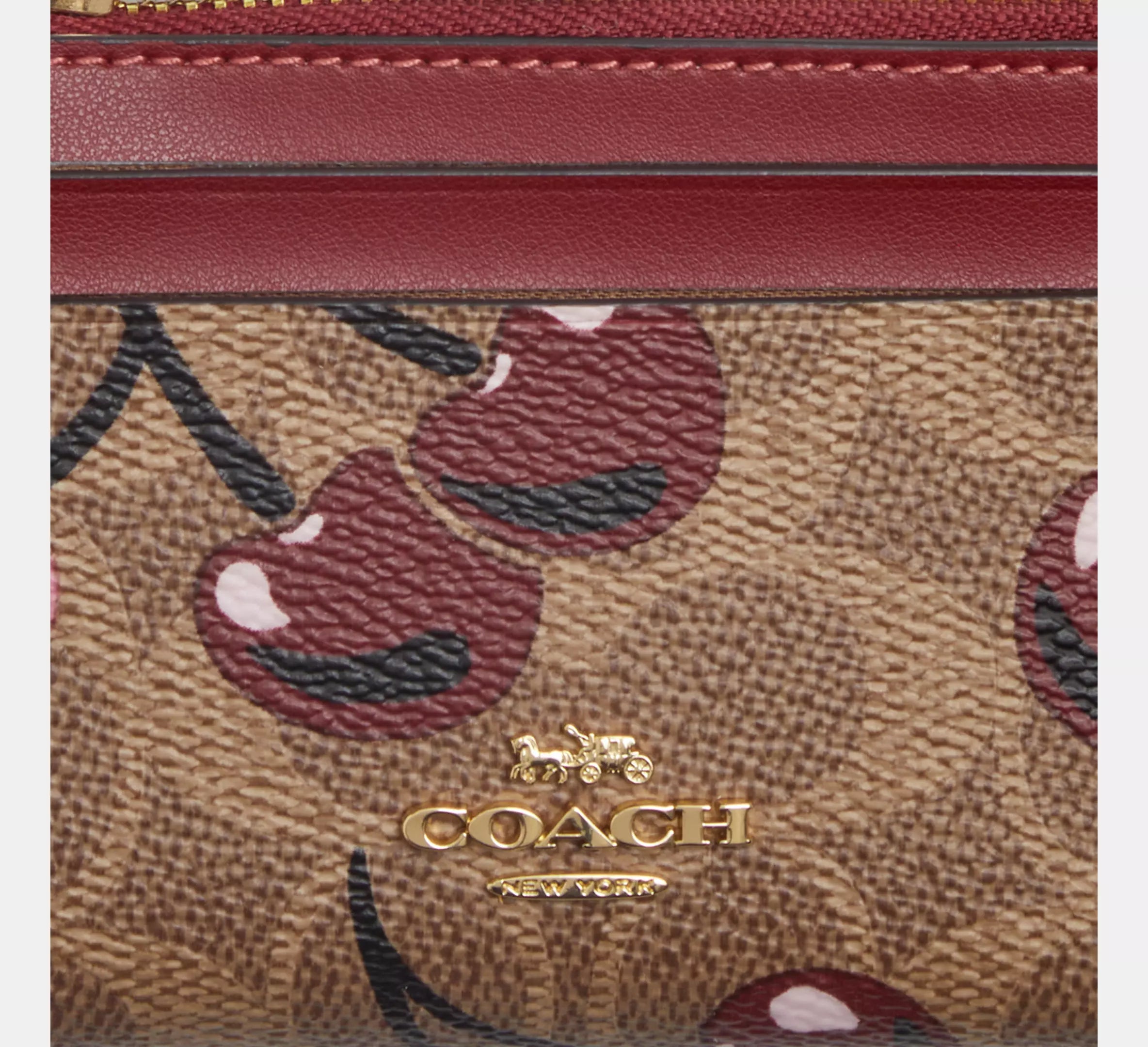 Mini Skinny Id Case In Signature Canvas With Cherry Print