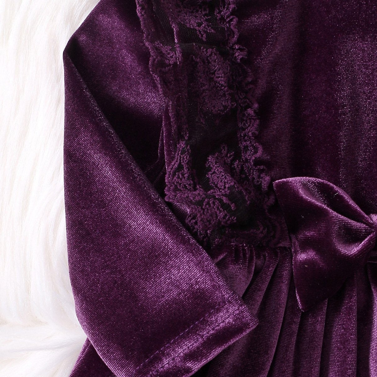 Vintage Princess Toddler Baby Girl Long Sleeve Velvet Ruffle Tutu Lace Dress