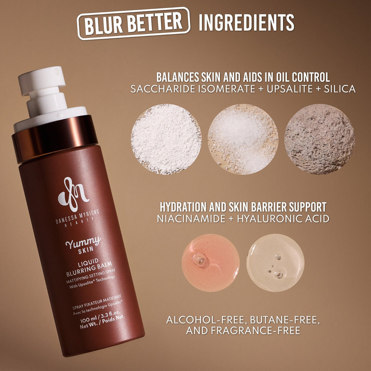 Danessa Myricks Yummy Skin Setting Spray niacinamida Upsalite y ácido hialurónico