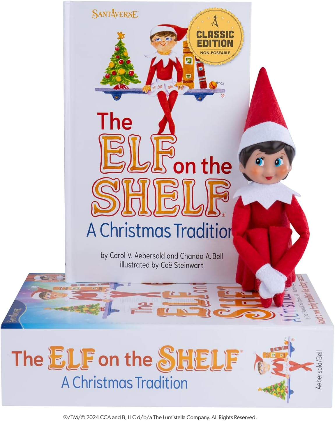 Set The Elf on the Shelf niña - ojos azules con cuento ilustrado y caja navideña