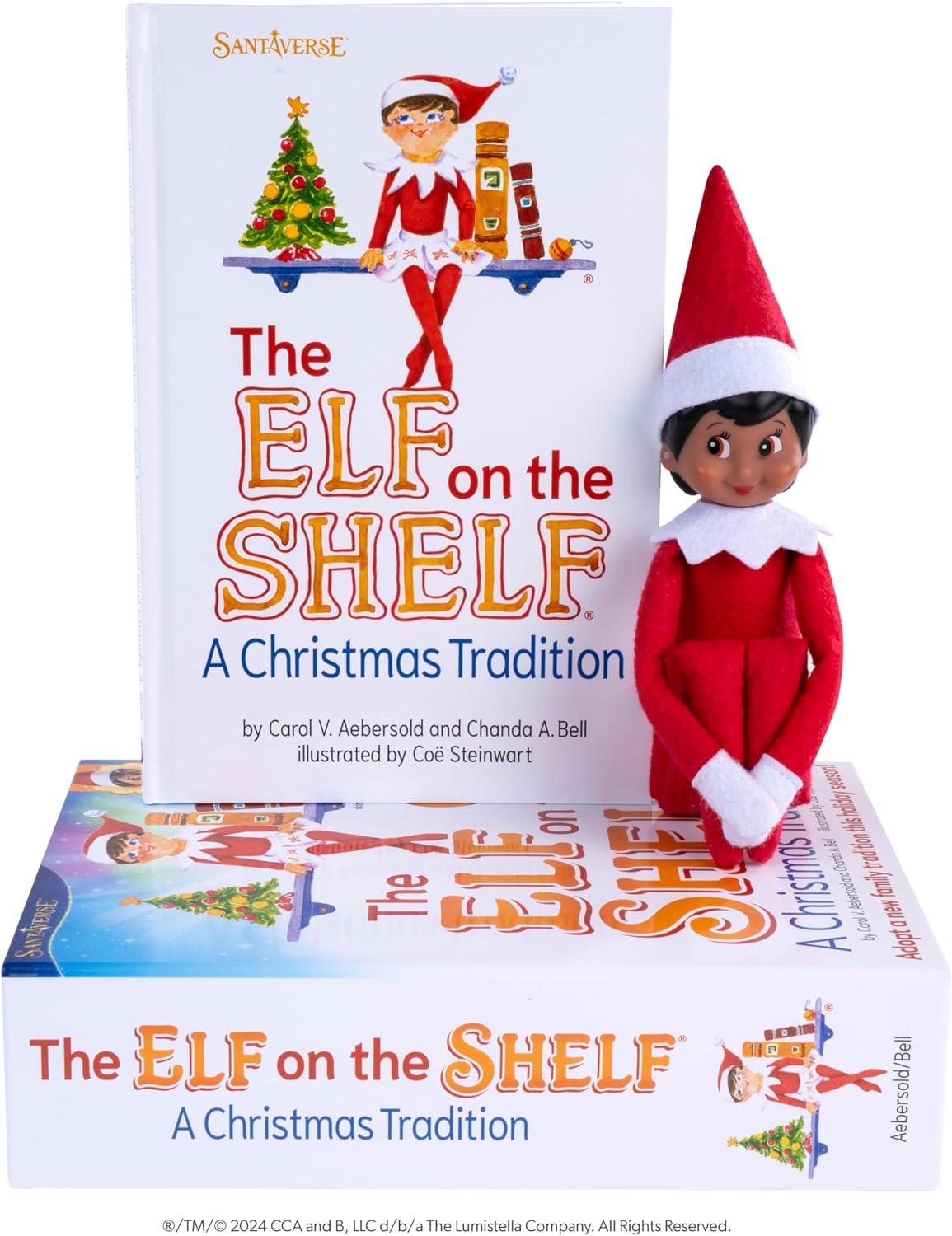 Set The Elf on the Shelf niña - ojos cafés con cuento ilustrado y caja navideña