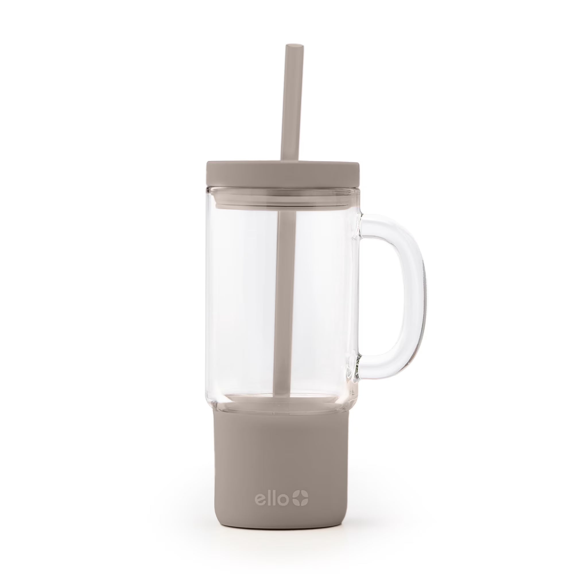 Ello Nova vaso de vidrio con popote y asa de 18 oz #color_ELLO Gray