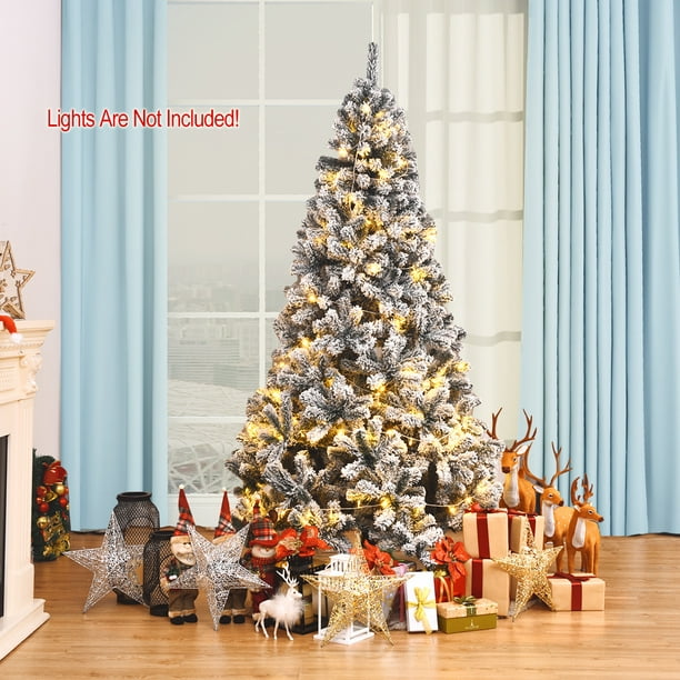 Árbol de Navidad artificial Decorado con Nieve con Bisagras Sin iluminación