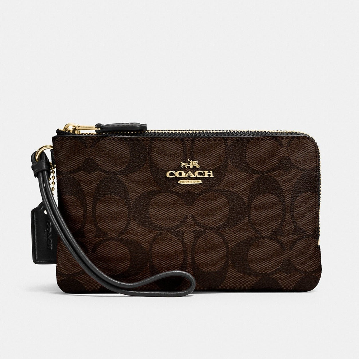 Coach Outlet México - Double Corner Zip Wristlet In Signature Canvas | Cartera