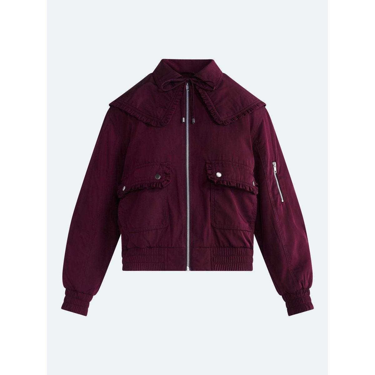 Free Assembly Ruffle Collar Bomber Jacket Burgundy Wine vista 7 #color_FA Burgundy Wine