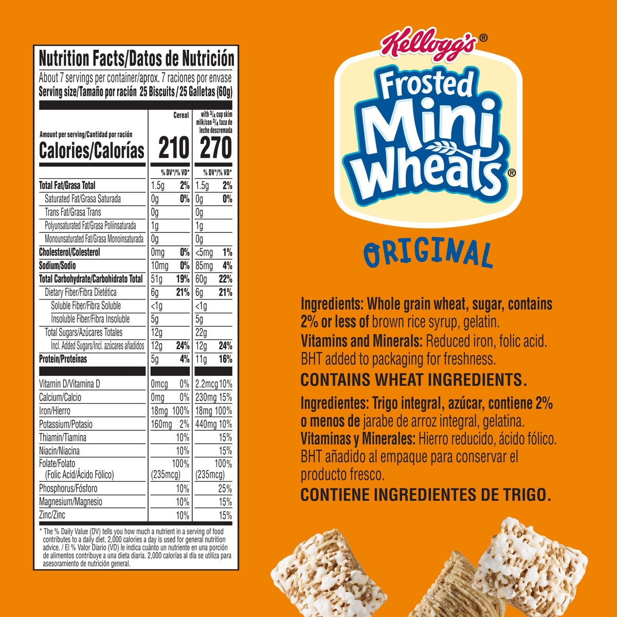 Kellogg's Original Frosted Mini-Wheats 16 oz información #tamaño_16 oz / 454 g