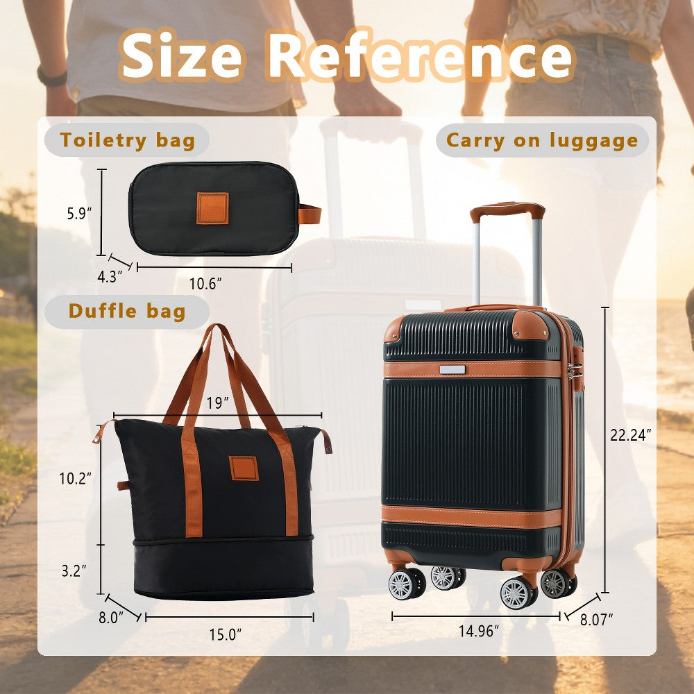 Maleta ligera negra ModernLuxe con accesorios de viaje a juego, imagen adicional del conjunto #color_ML Black
