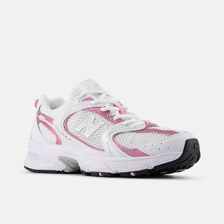 New Balance 530 White with Pink sugar and Silver Metallic