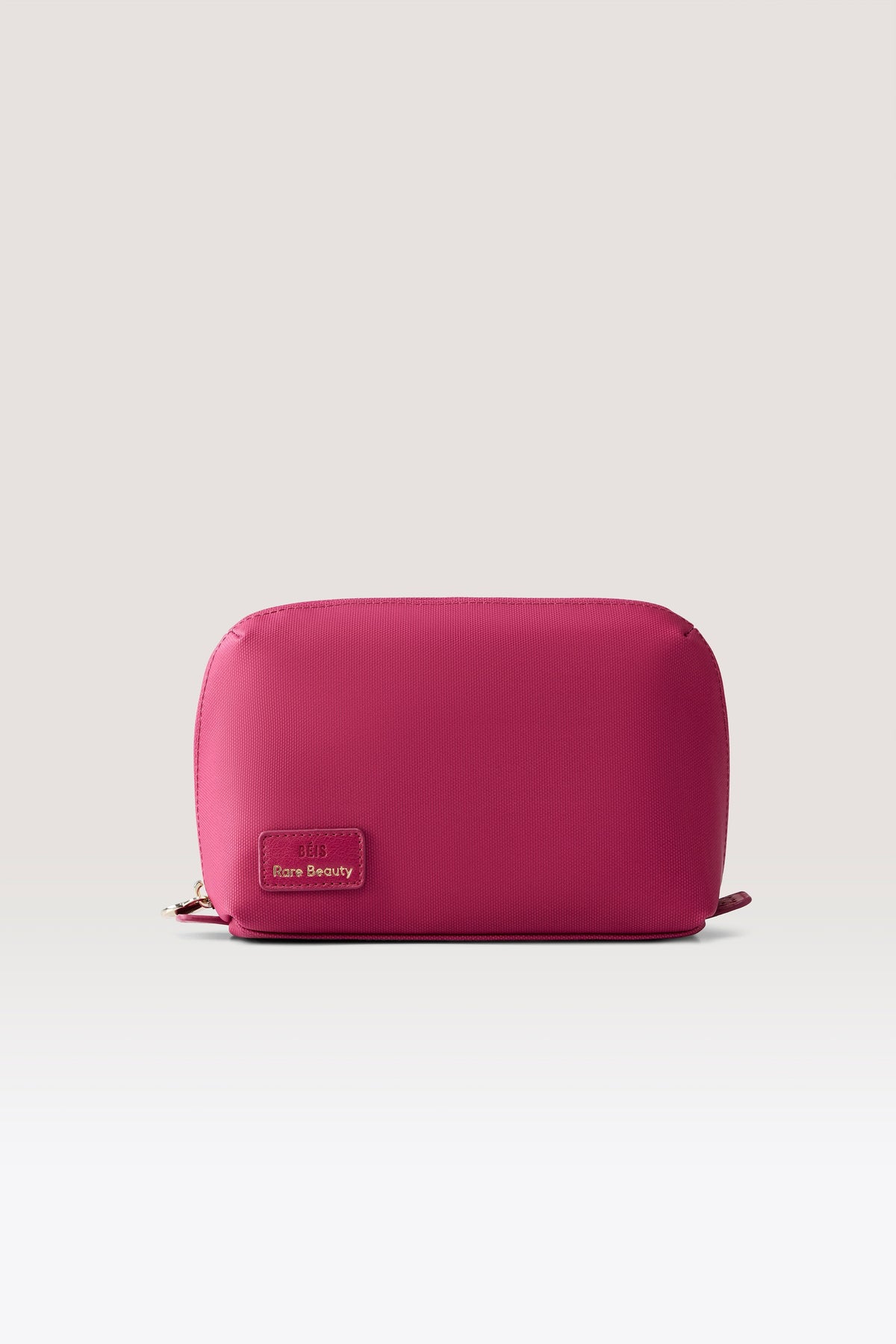 Neceser BÉIS x Rare Beauty Limitless tamaño S color frambuesa vista exterior con cierre y logo #tamaño_S