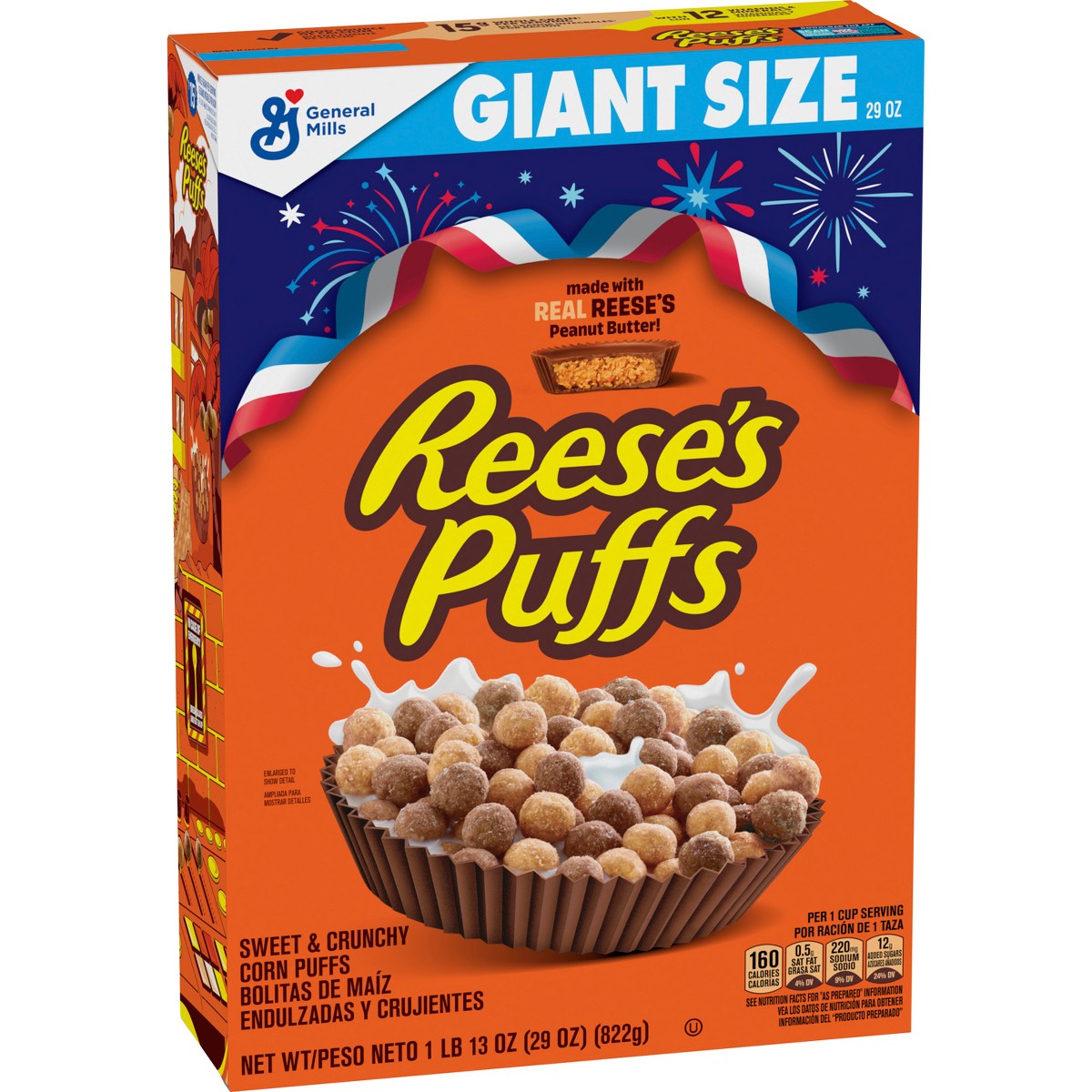 Reese's Puffs cereal 29 oz Giant Size vista frontal #tamaño_29 oz / 822 g