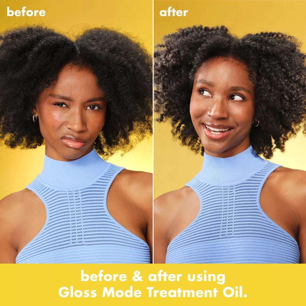 Resultado de Hair Gloss Mode Treatment Oil en cabello brillante y suave