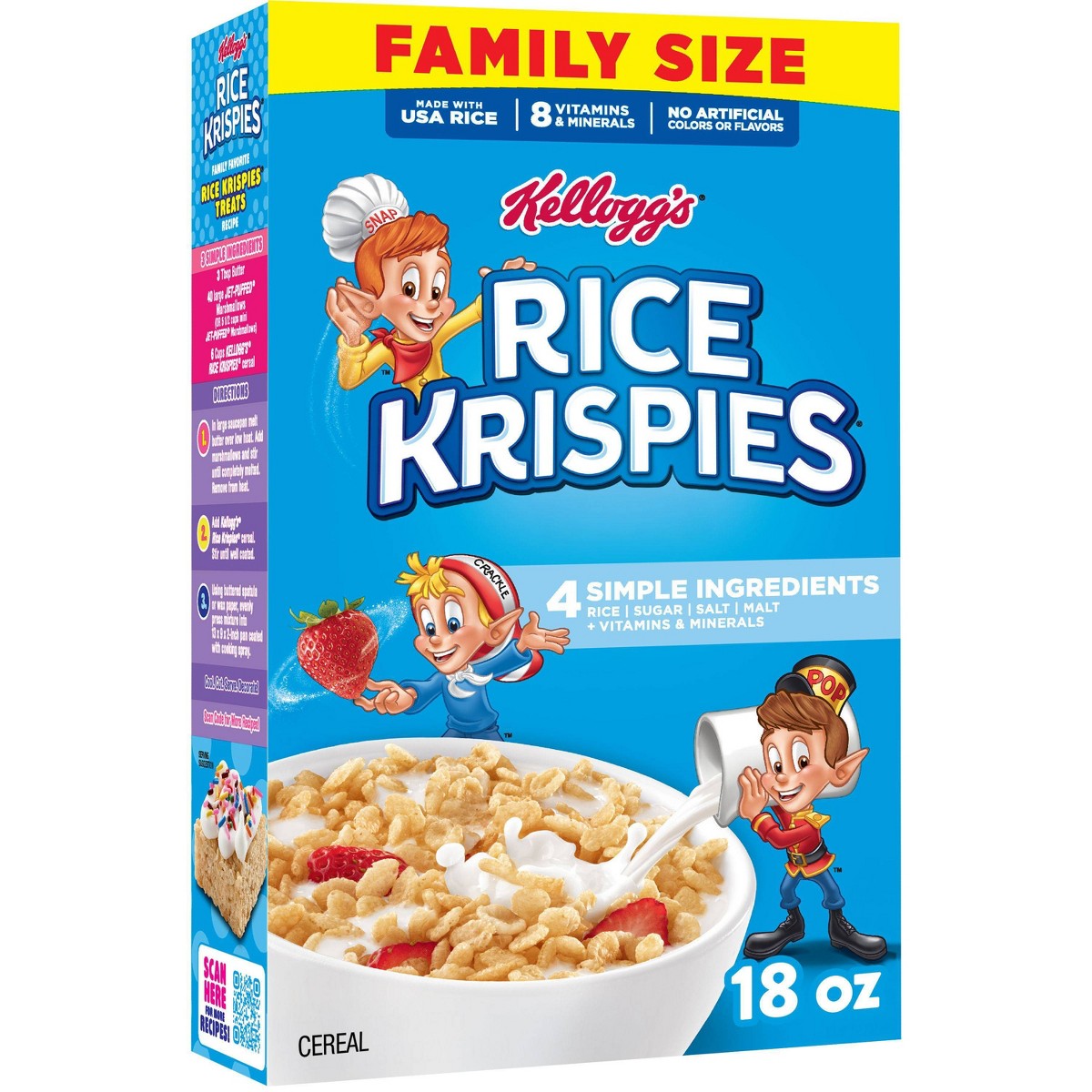 Kellogg's Rice Krispies Original cereal 18 oz vista frontal #tamaño_18 oz / 510 g
