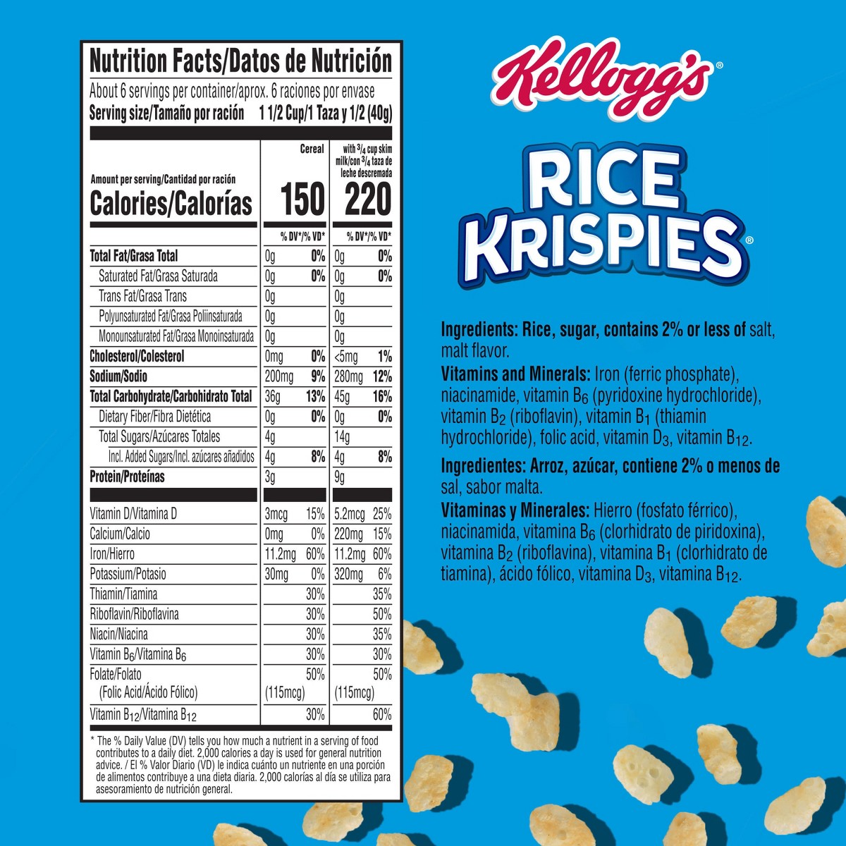 Kellogg's Rice Krispies Original información nutricional
