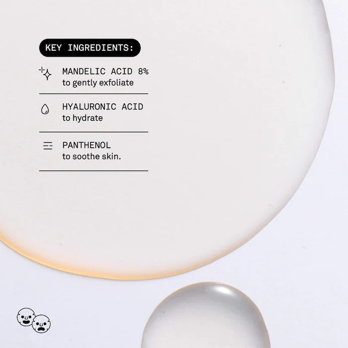 Sérum facial con 8% ácido mandélico, ácido hialurónico y pantenol