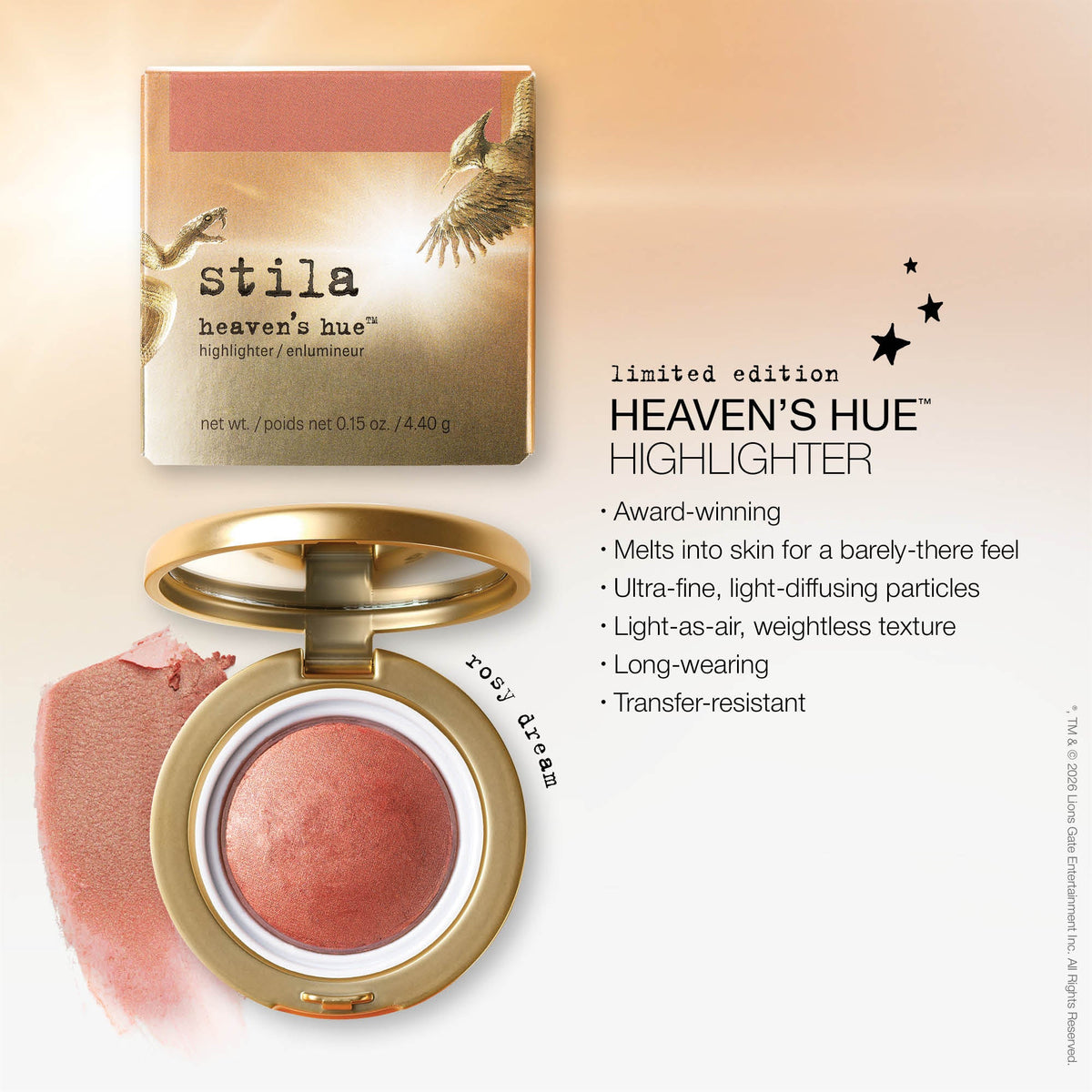 Stila Heaven's Hue Highlighter iluminador en tono Rosy Dream, edición especial The Hunger Games #color_Rosy Dream