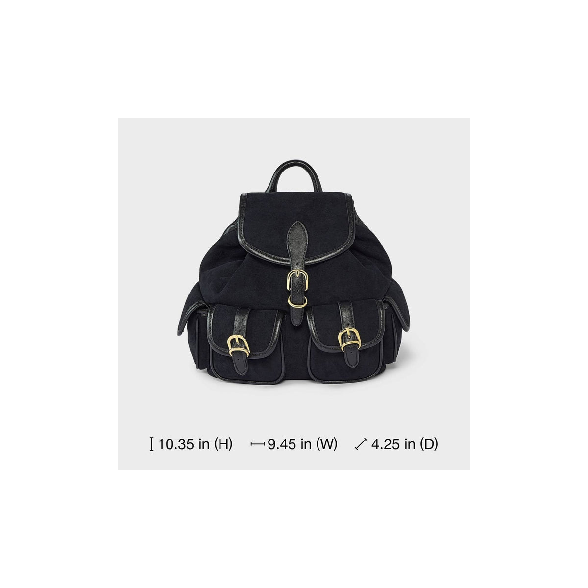 Universal Thread mochila mini negra de gamuza sintética con medidas de 26.3 × 24 × 10.8 cm #color_UT Black
