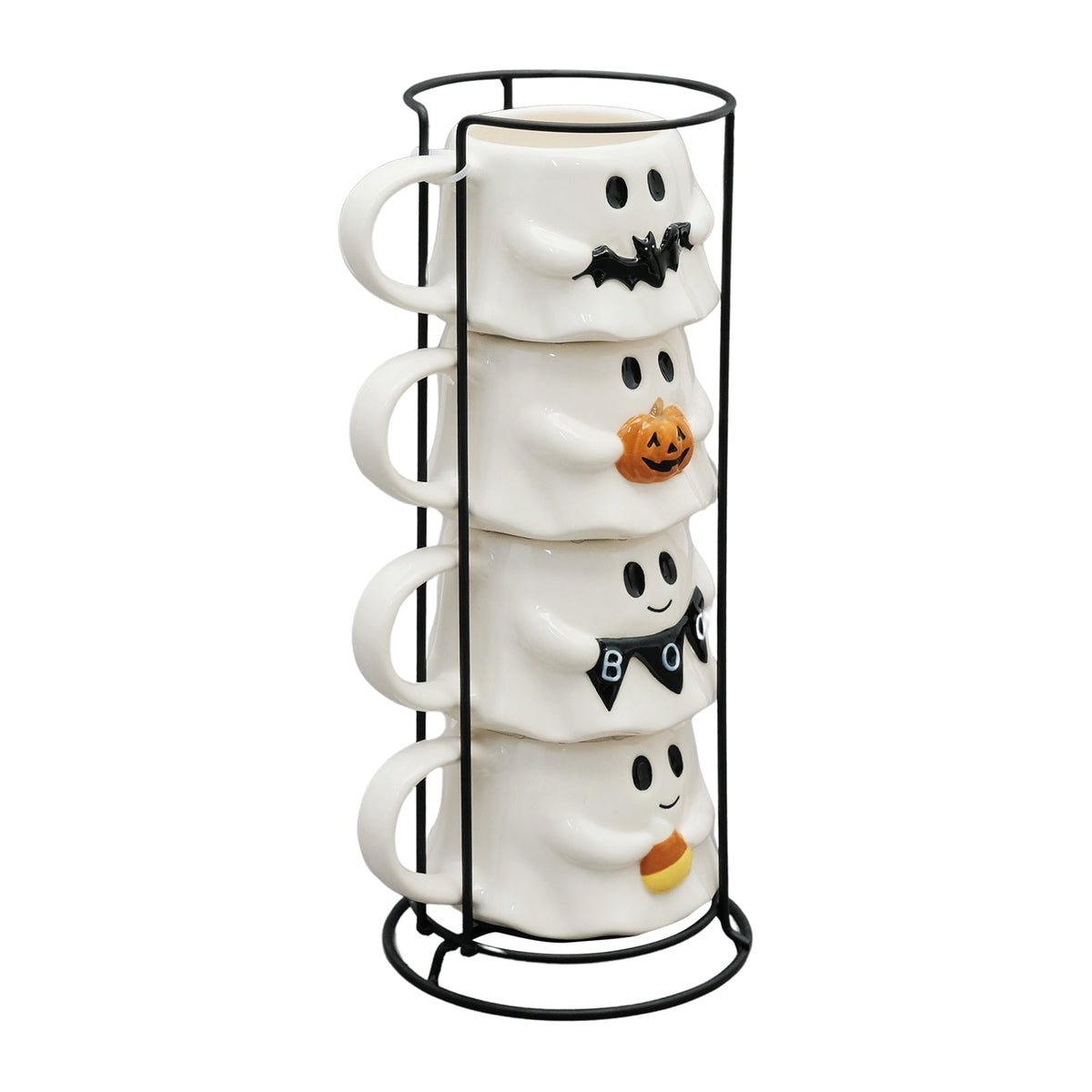 Set de 4 tazas de cerámica fantasma para Halloween