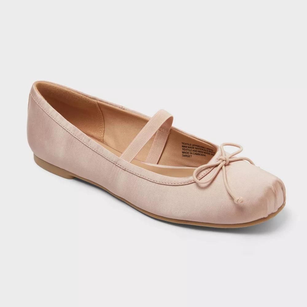 Flats satinados rosa Wild Fable Verona para mujer con moño frontal