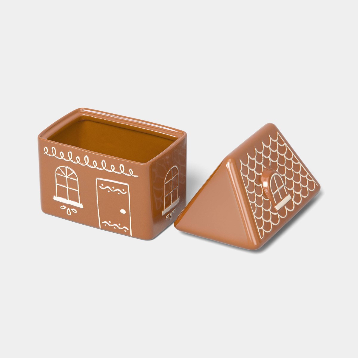 Tarro de galletas Wondershop de diseño navideño de jengibre con tapa removible en cerámica café