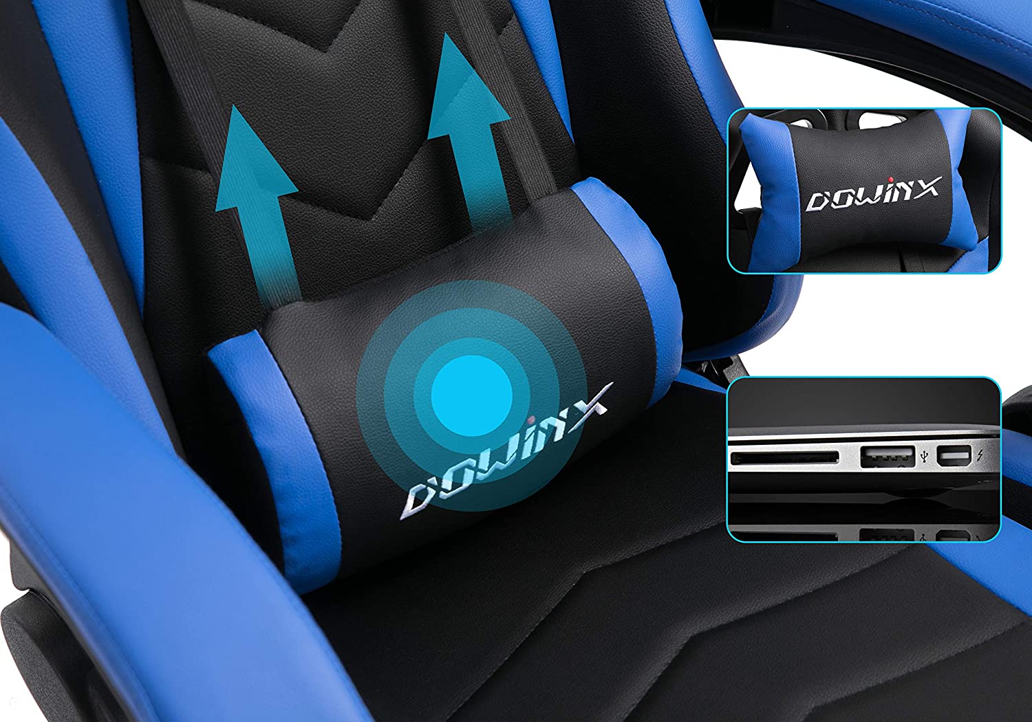 Silla de cuero gamer con vibrador en espalda baja