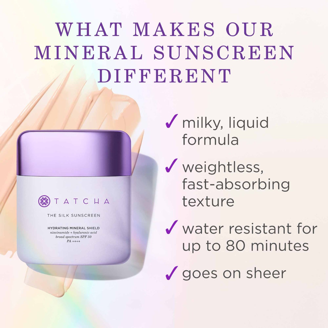 The Silk Sunscreen Mineral Broad Spectrum SPF 50 PA++++ with Hyaluronic Acid and Niacinamide