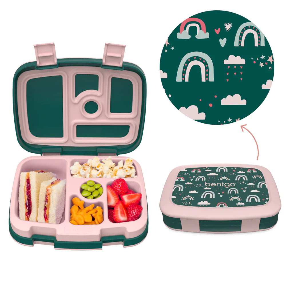 Bentgo - Kids Prints Lunch Box Green Rainbow | Lonchera de niños para escuela