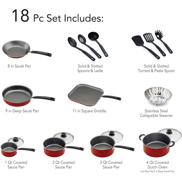 Bateria de Cocina Kit de Sartenes Tramontina PrimaWare Cookware 18 piezas
