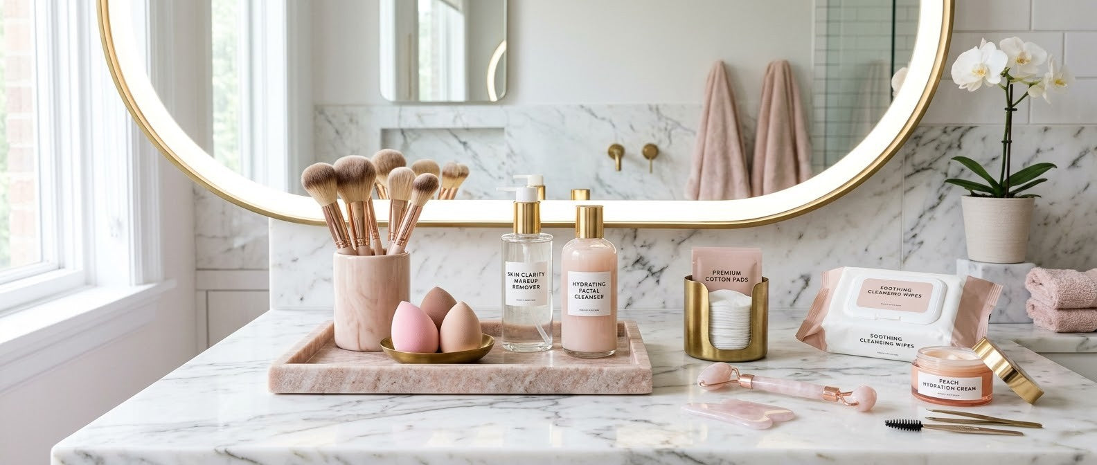 Brochas de maquillaje, esponjas y accesorios para rostro y ojos