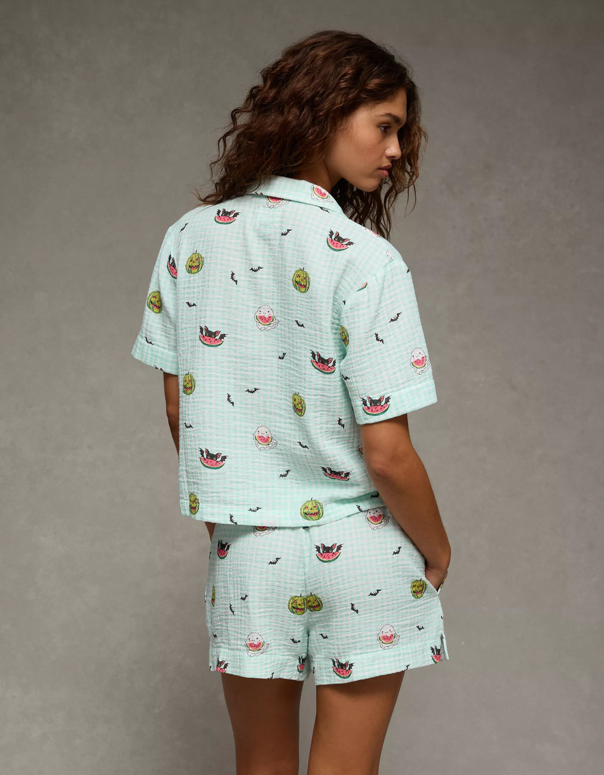 Pijama de algodón American Eagle Mint, foto 2 del conjunto de camisa y shorts