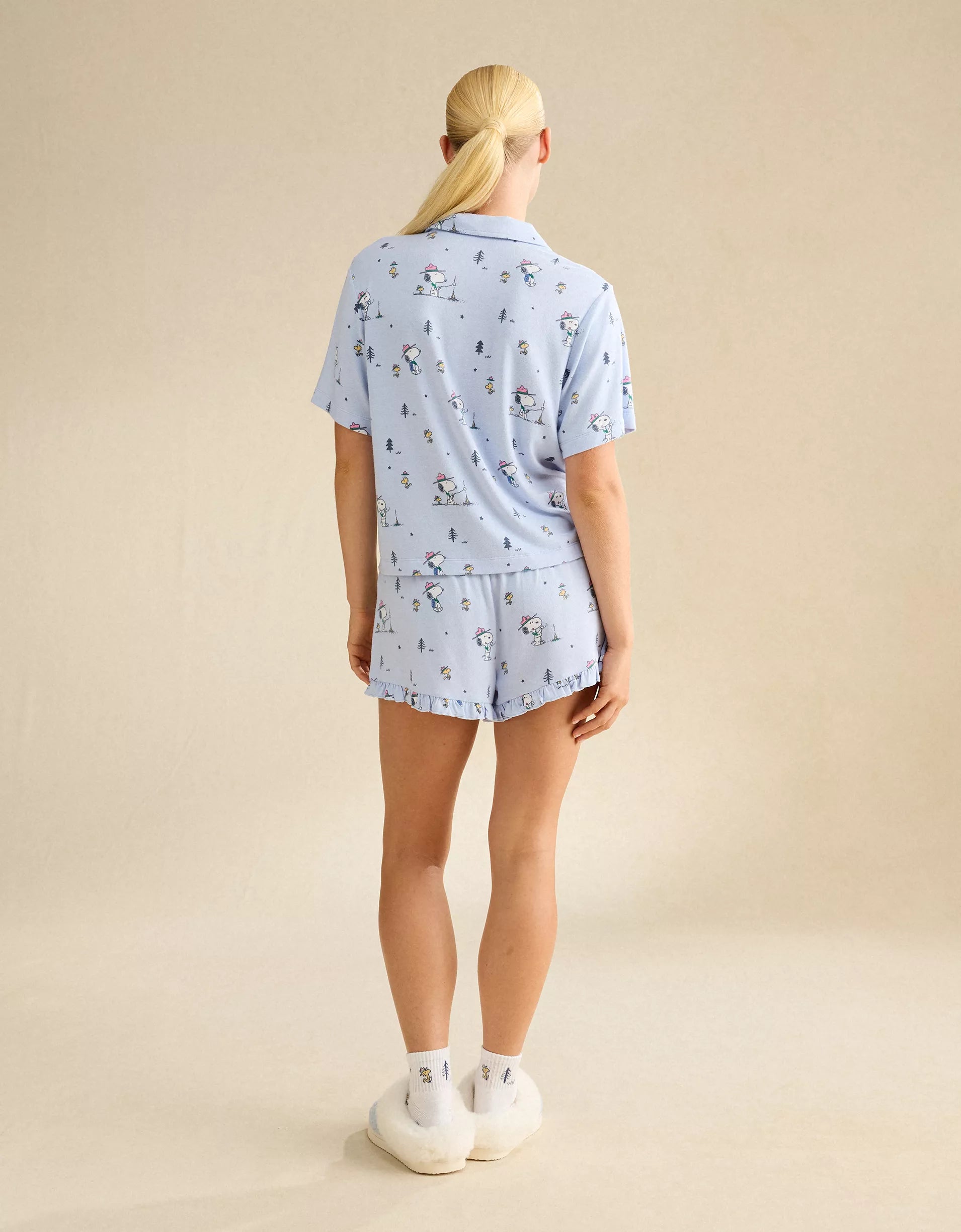 AE Luxe Plush Snoopy Button-Up PJ Set