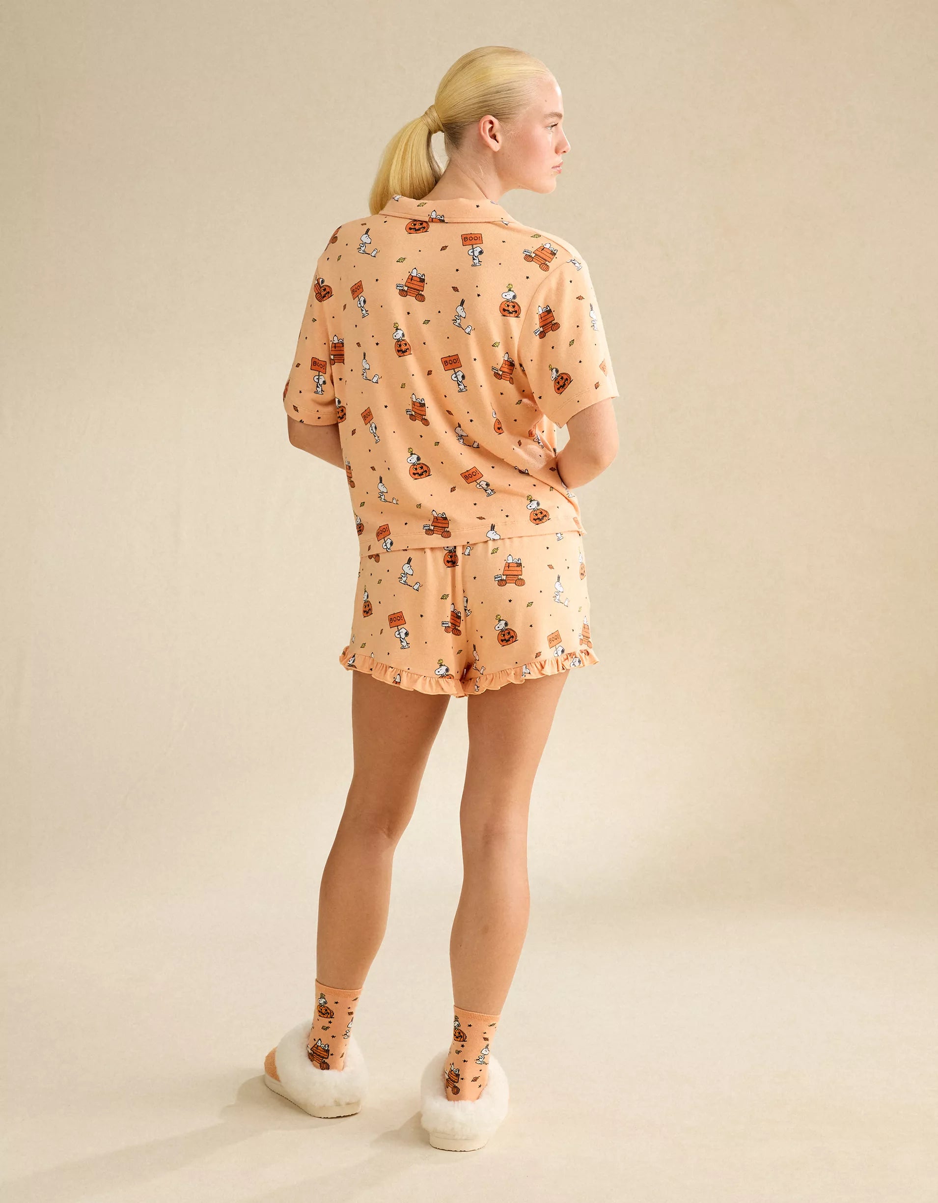 AE Luxe Plush Snoopy Button-Up PJ Set