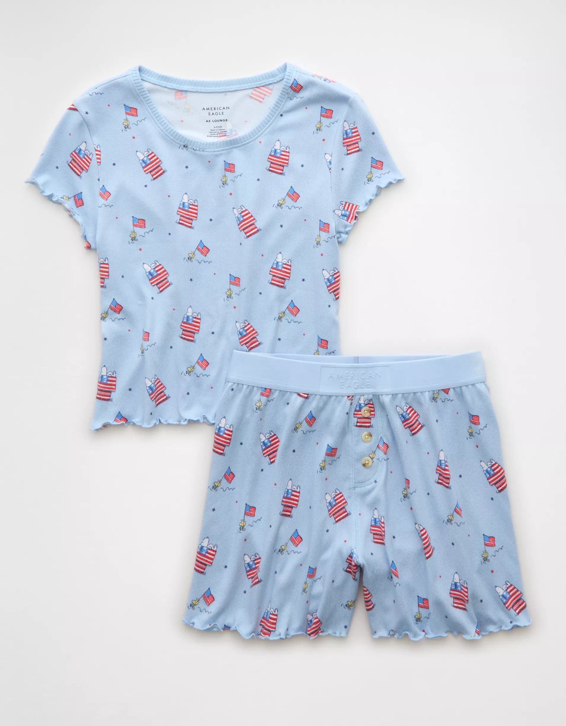AE Snoopy Americana Plush Baby Tee PJ Set