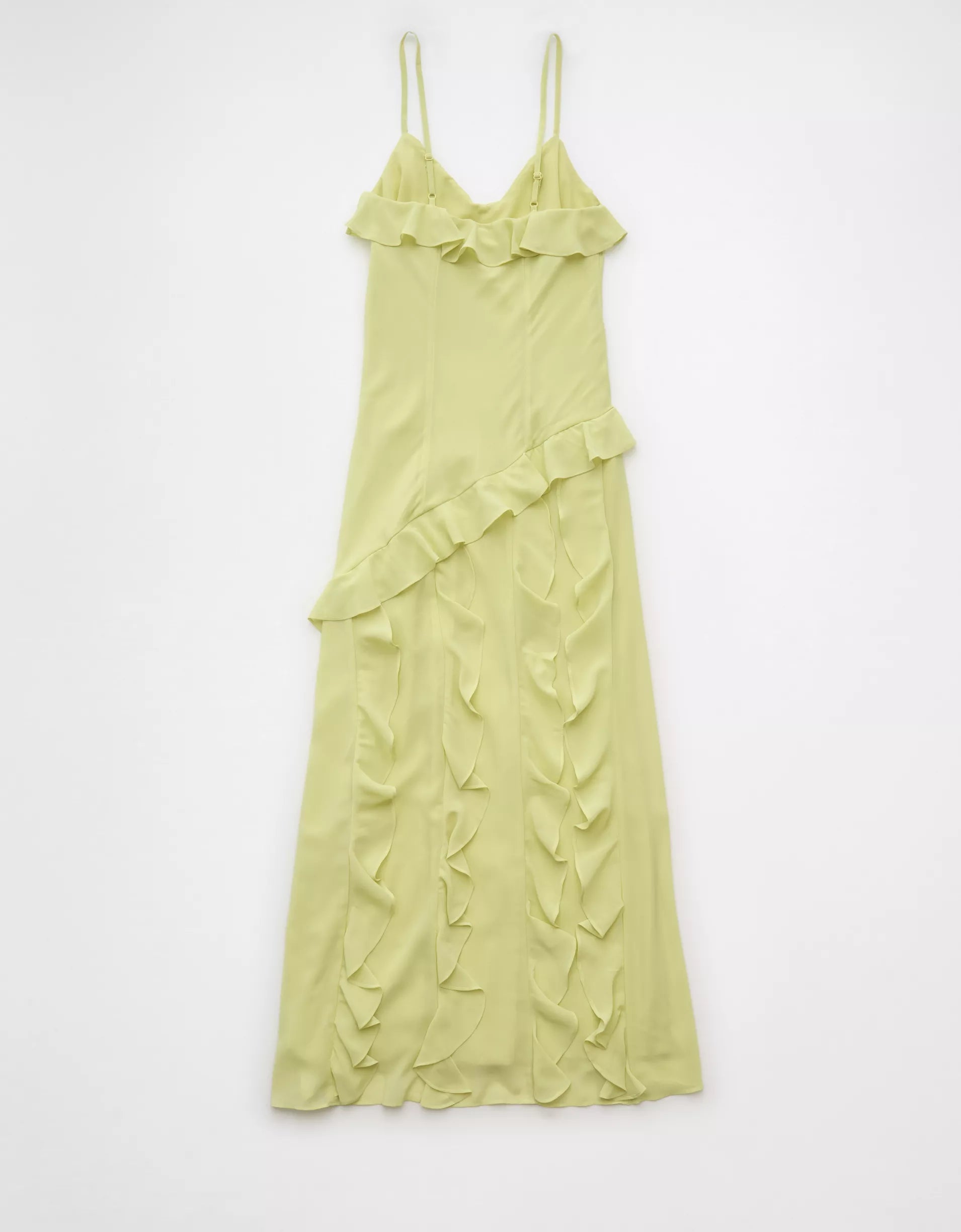 AE Asymmetrical Ruffle Maxi Slip Dress