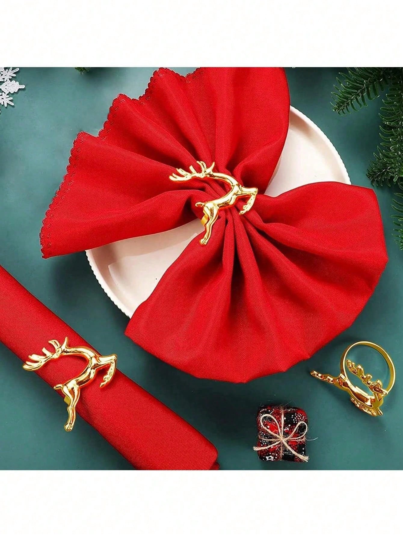 Paquete de 6 Anillos de Servilleta con Renos Navideños