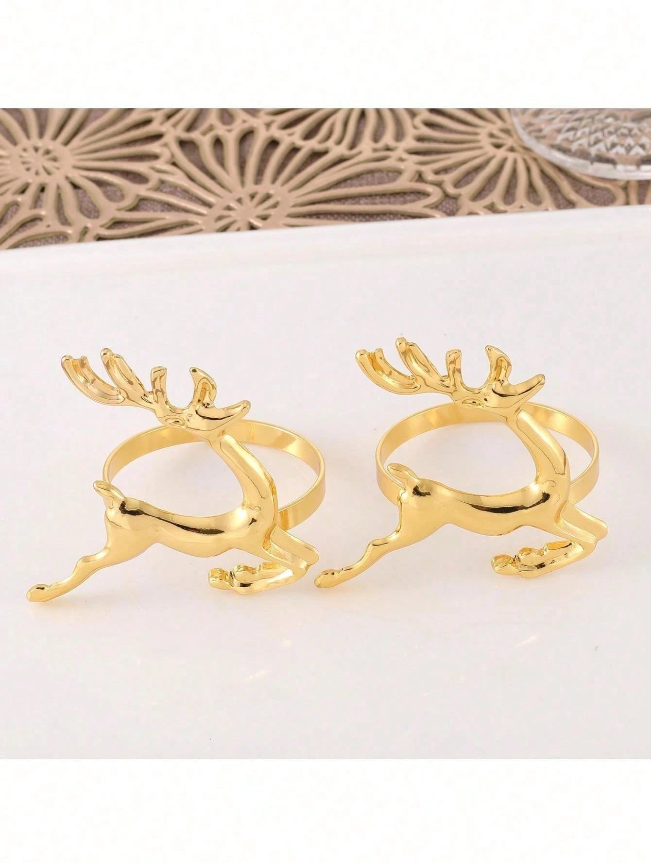 Anillos de Servilleta con Renos Navideños
