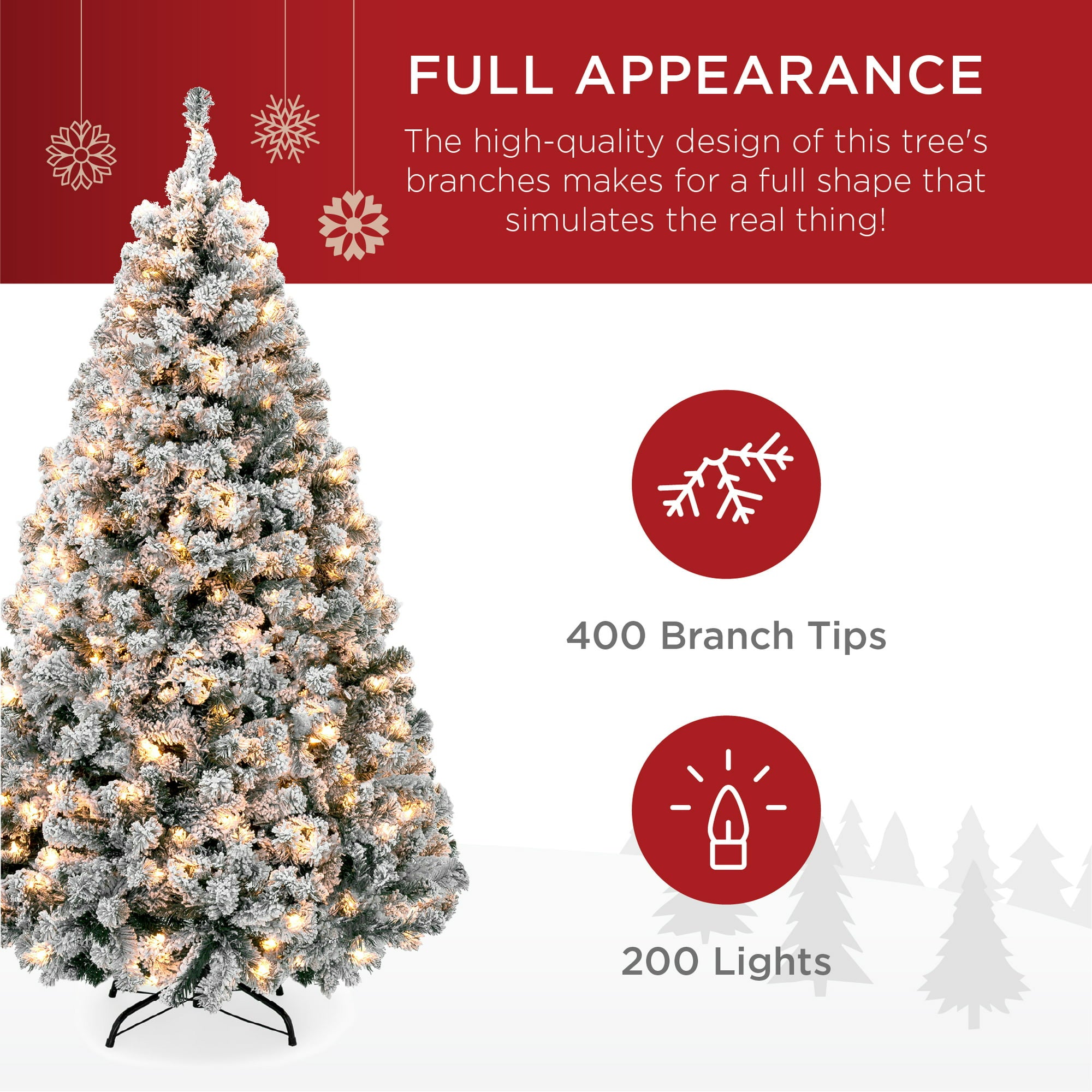Árbol de Pino Navideño Preiluminado con Luces y Ramas de Nieve