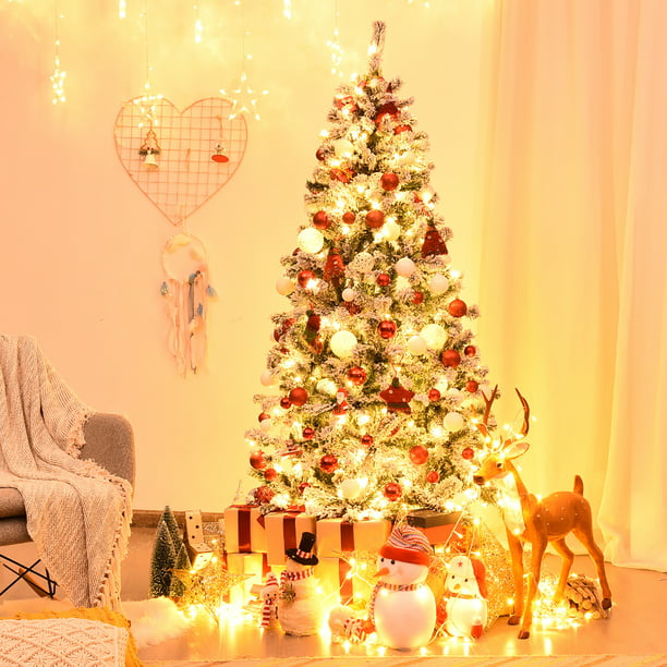Árbol de Navidad Premium Snow 9" ft pies (2.74 metros) Preiluminado