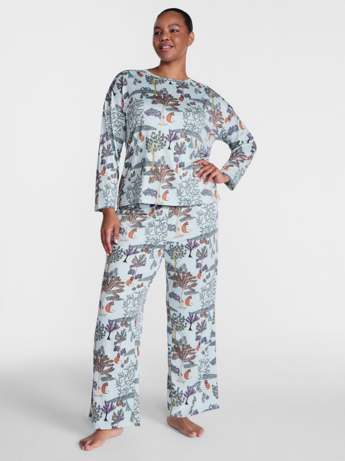 Joyspun Dreamy Soft Collection para mujer, JOS SOFT MINT, segunda vista de blusa y pantalón de descanso #color_JOS SOFT MINT