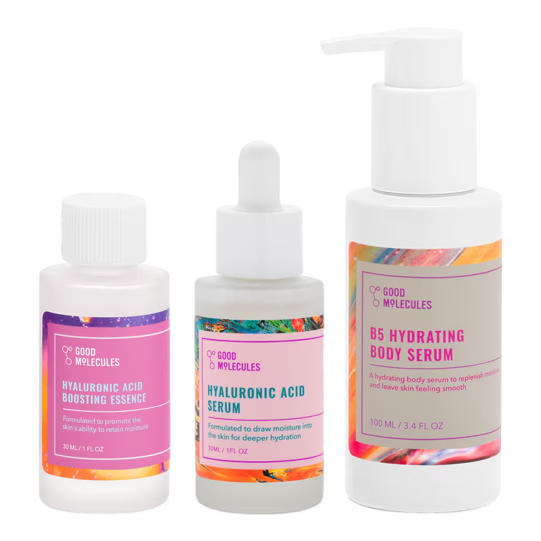 Set Good Molecules con ácido hialurónico y sérum corporal B5 para piel hidratada