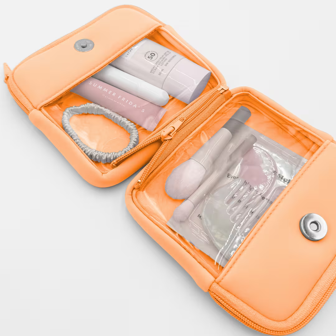 Cosmetiquera doble desmontable MYTAGALONGS con compartimentos transparentes para viaje