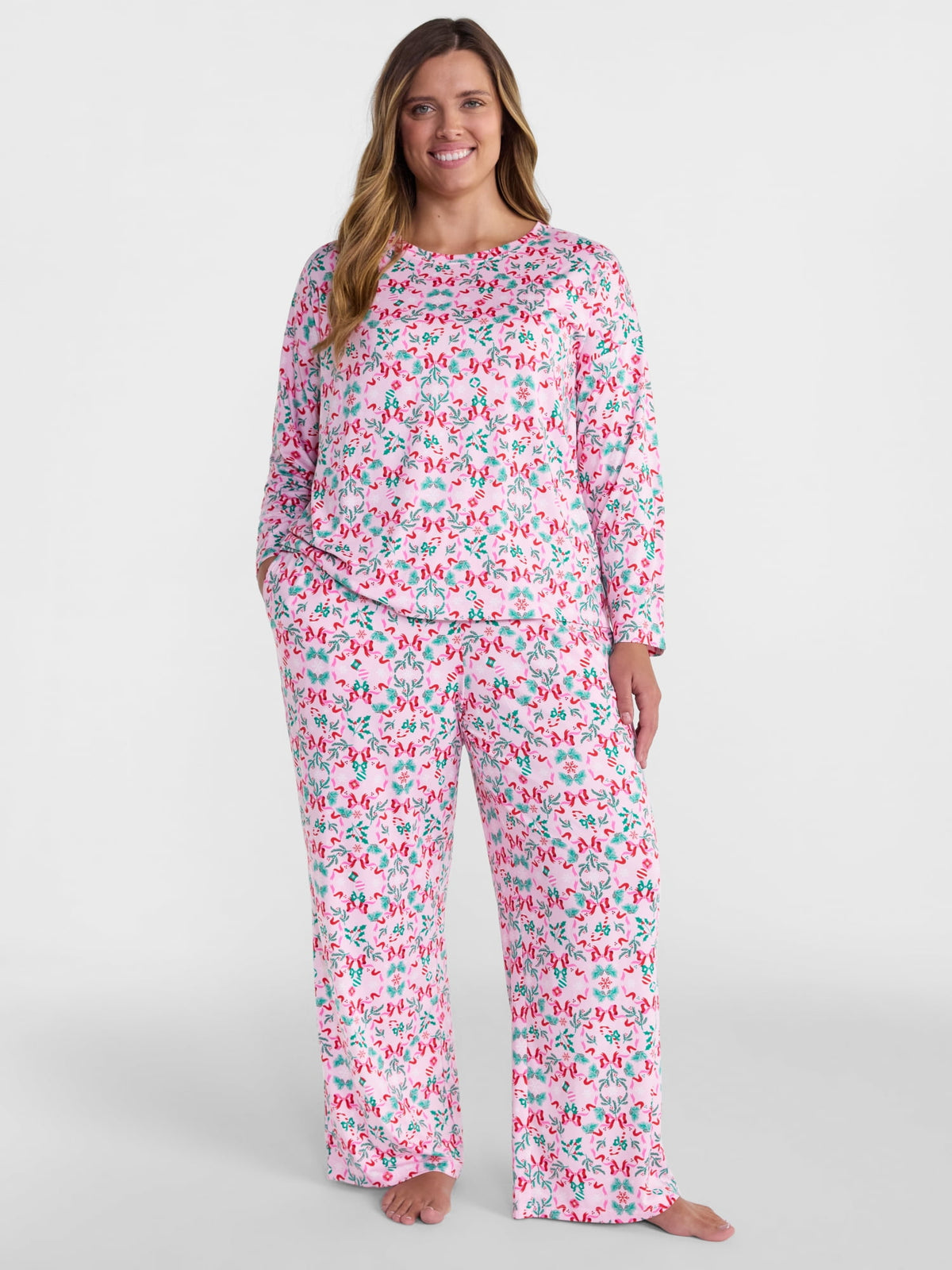Joyspun Dreamy Soft Collection para mujer, JOS PINK CITY, segunda vista de blusa y pantalón de descanso #color_JOS PINK CITY