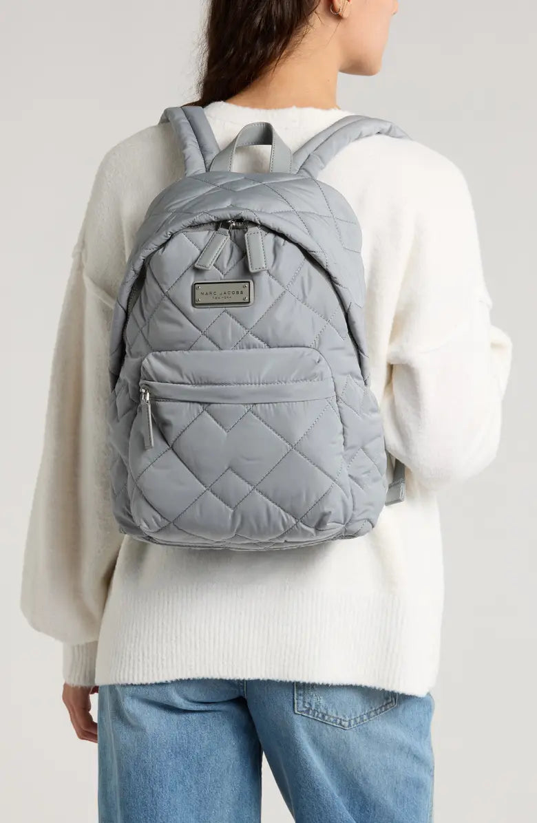 Quilted Nylon School Backpack