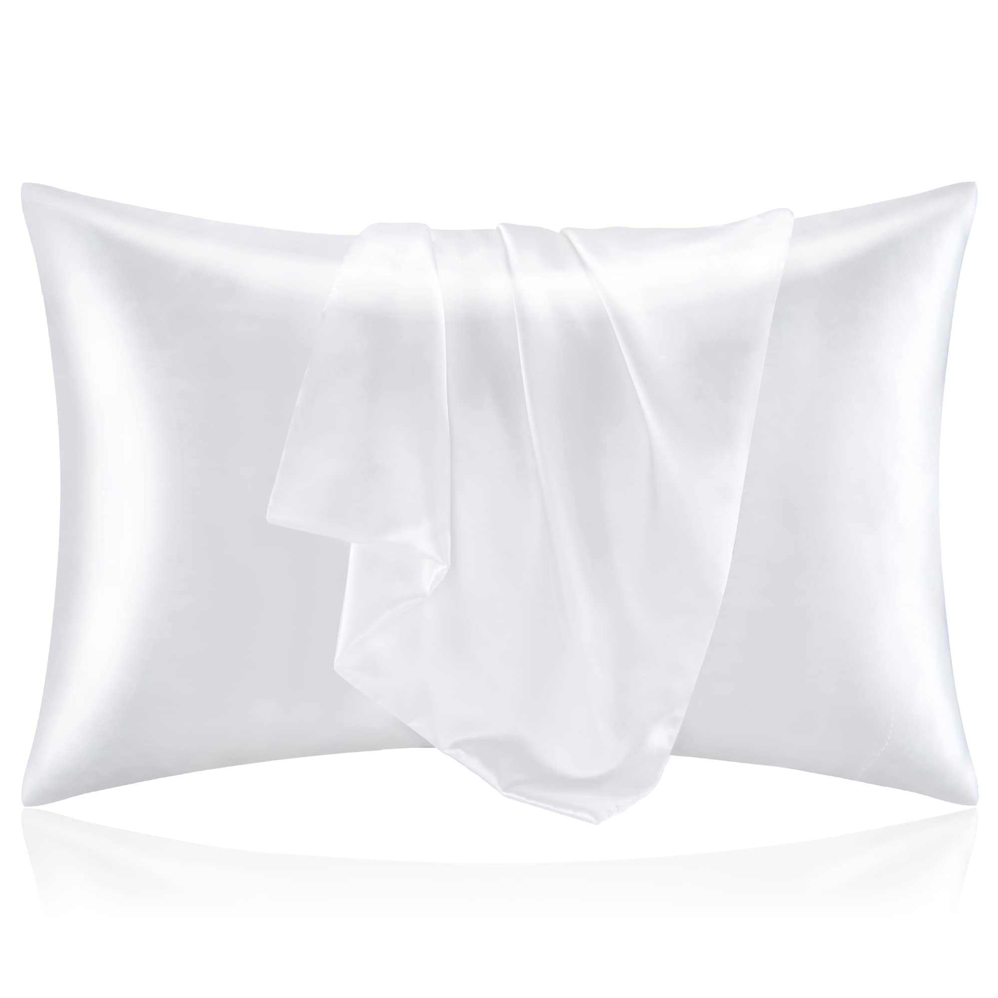 Funda de almohada de seda natural 50 x 66 CM (blanca)