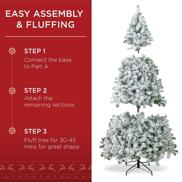 Árbol de Pino Navideño Preiluminado con Luces y Ramas de Nieve
