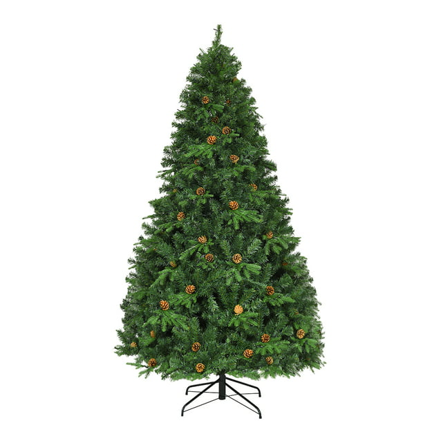 Árbol de Navidad de Pino Preiluminado con Bisagras y Luces LED Conos